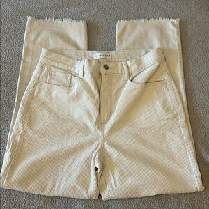 LOFT Made And Loved Straight Corduroy Pants Raw Hem Whisper White Size 6/28